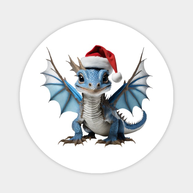 Cute Blue Baby Dragon for Christmas Magnet by Cuteopia Gallery